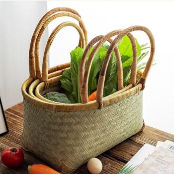 360Home Handkorb Flechtkorb Flechtasche aus Bambus
